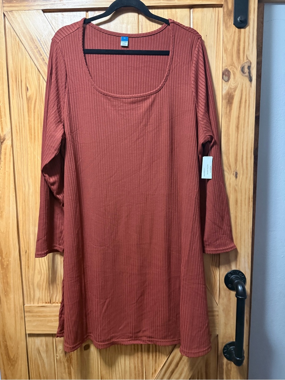 Old Navy Ribbed Long-Sleeve Tunic Dress in Rust